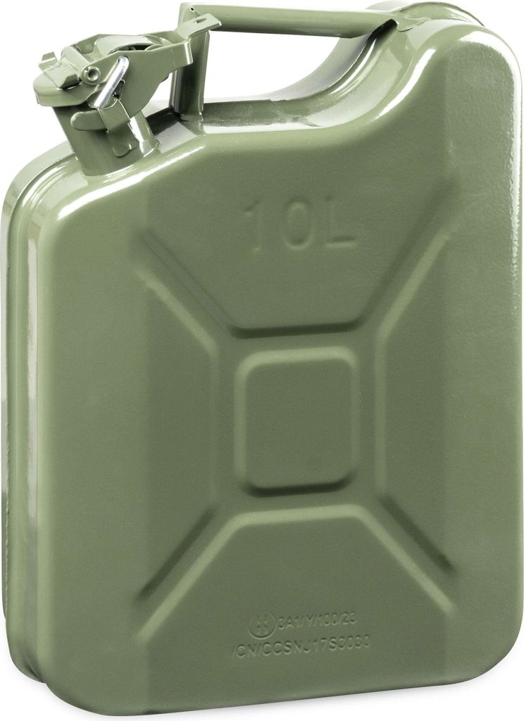 WALSER Benzinkanister Metall 10 Liter, Diesel Kanister Metall UN- mit Sicherheitsverschluss, Benzin Kanister, Kraftstoffkanister Metall, Benzinkani...