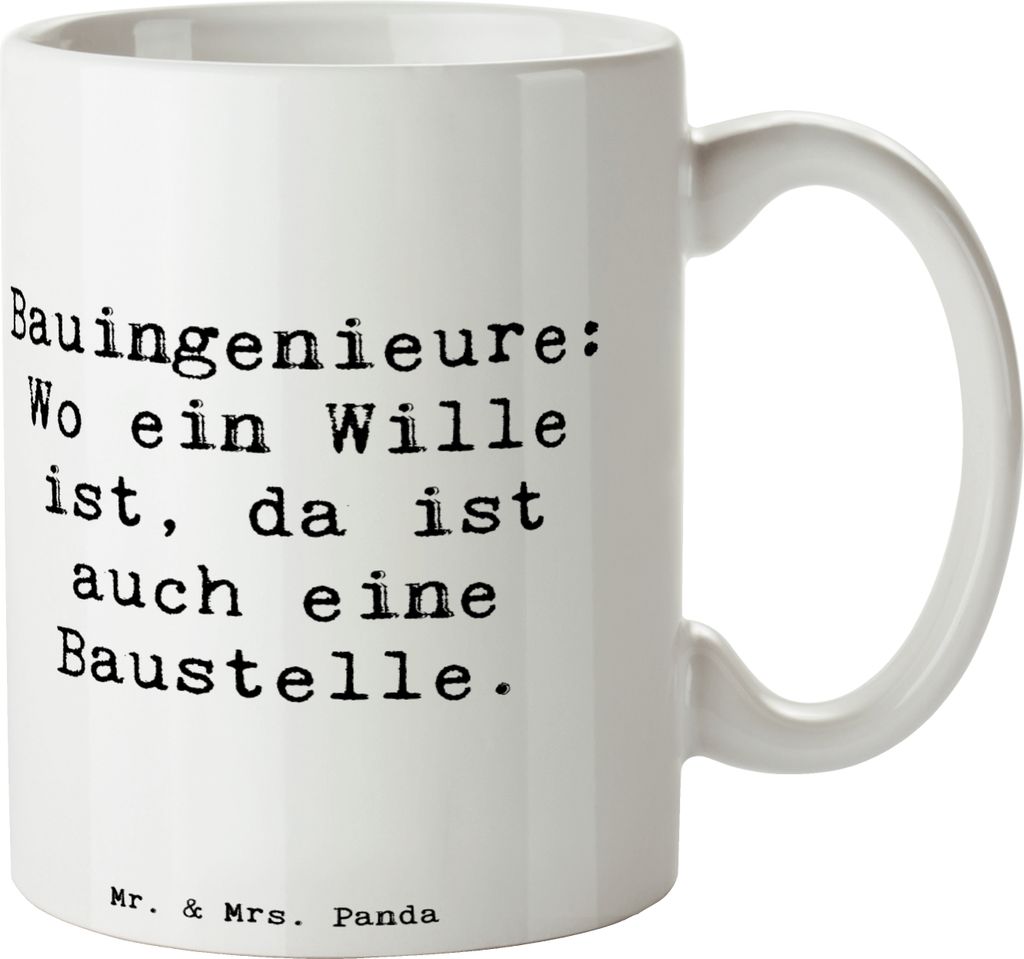 Mr. & Mrs. Panda Kaffeebecher Spruch Bauingenieur Wille - Weiß - Geschenk, Kaffeetasse, Trinkbecher, Tasse, Bauwesen, kreative Geschenke, Berufsge...