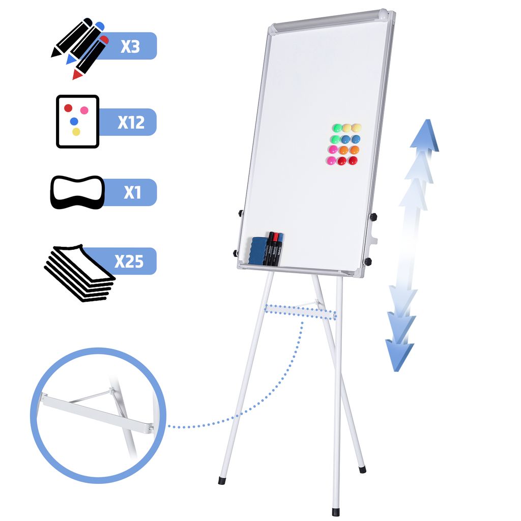 Flipchart mit Papierhaltung Standboard Whiteboard Wandtafel Magnettafel 60x90 cm 