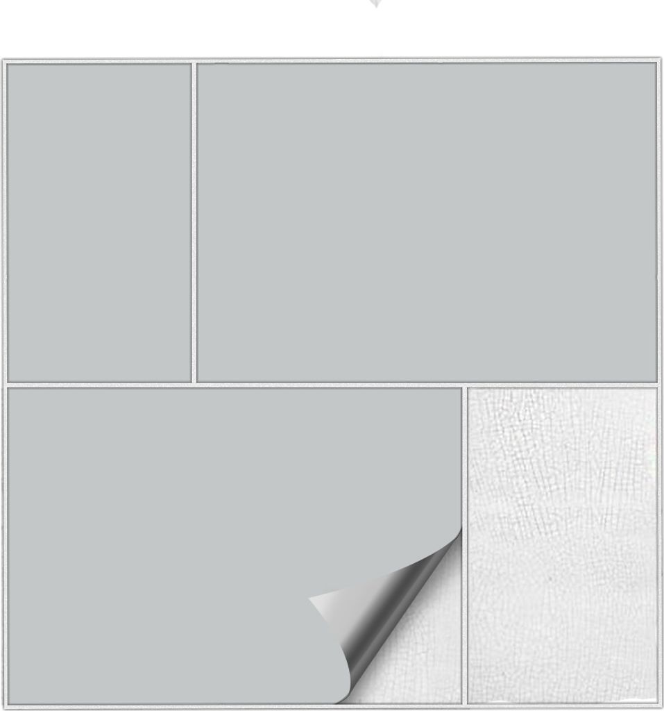 Kiwistar Fliesenaufkleber Hellgrau Seidenmatt - 10 x 20 cm - 100 Stück - Klebefliesen Fliesenmuster Stickerfliesen Wandfliesen überkleben
