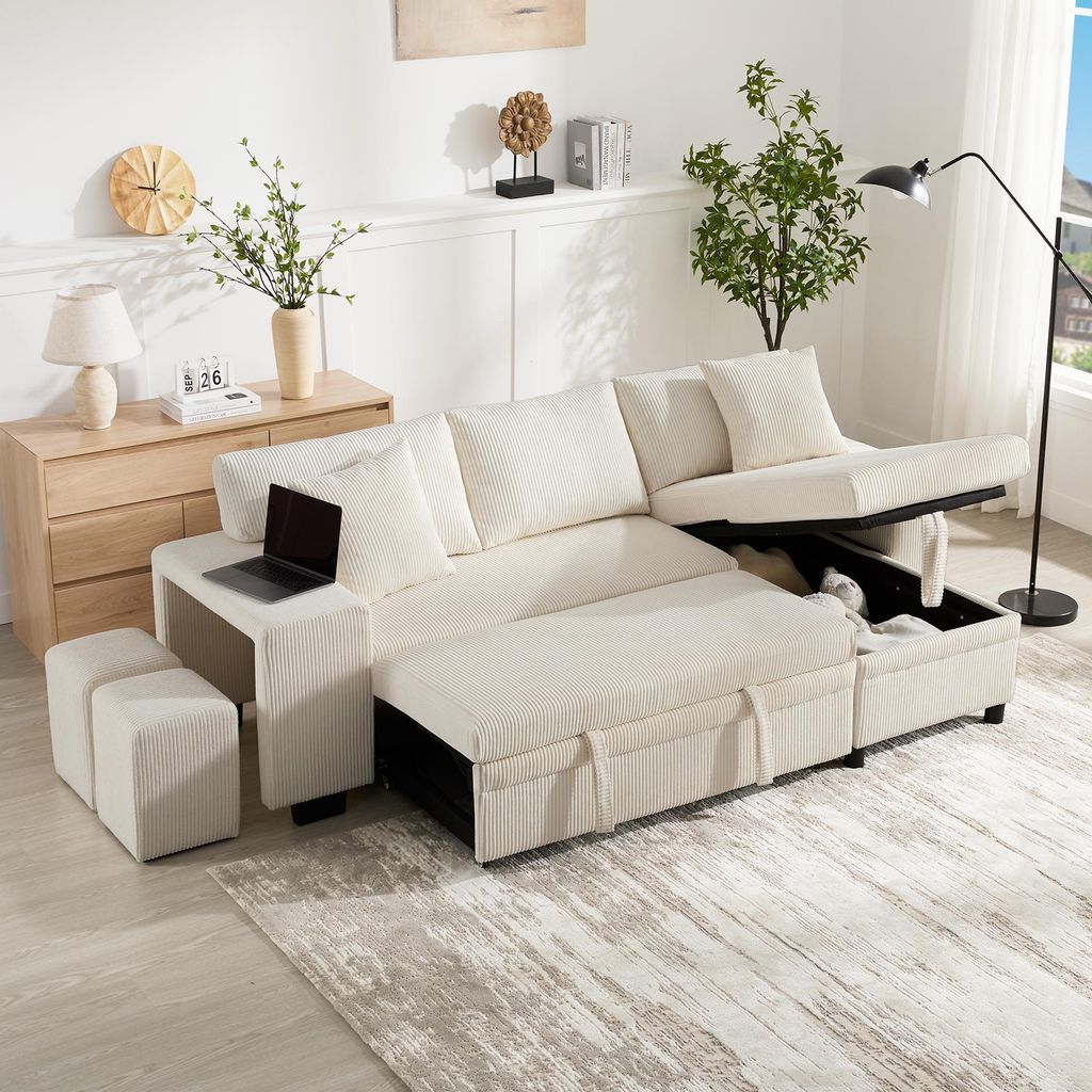 OKWISH Canapé Droit Convertible - 3-4 Places Avec Rangement Image du produit 