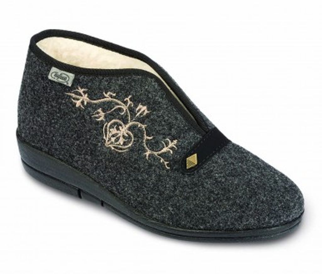 Befado Elegante Damen Hausschuhe Hüttenschuhe Schafswolle Grau 41