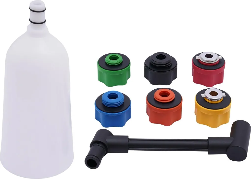 Kit di rabbocco olio motore per automobili, imbuto da 2 litri, diversi adattatori, 2 litri