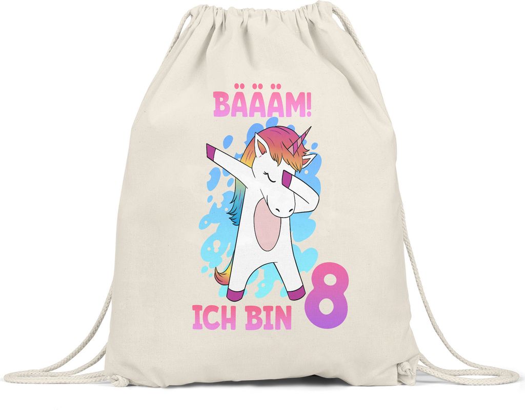 Bäääm Ich Bin 8 Turnbeutel Gymsack Einhorn 8. Geburtstag Geburtstagsgeschenk Einhorn-Fans Dabbing