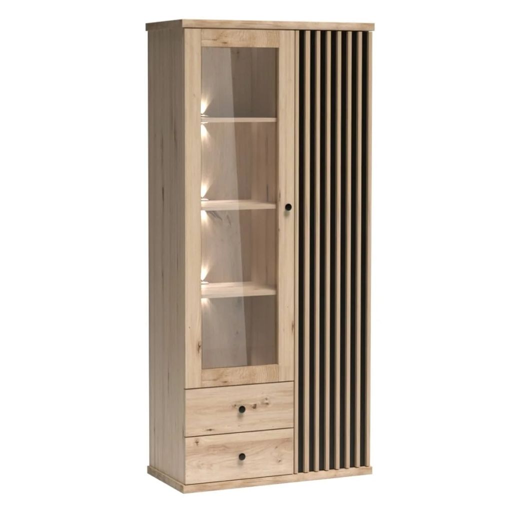 Kondela Vitrine Koli C-2 – Artisan-Eiche / Schwarz