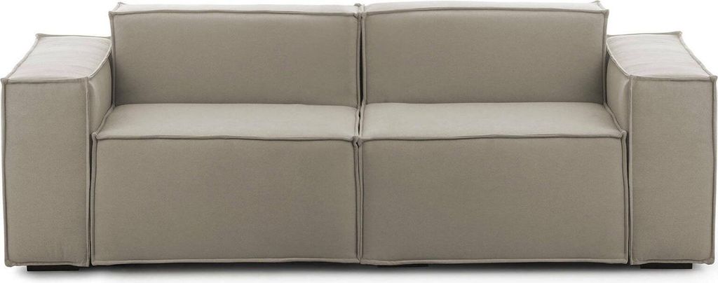 Festes Sofa Dlongh, Lineares modulares 2-Sitzer-Sofa, 100% Italy, Modernes Wohnzimmersofa aus Stoff, Cm 220x95h70, Turteltaube