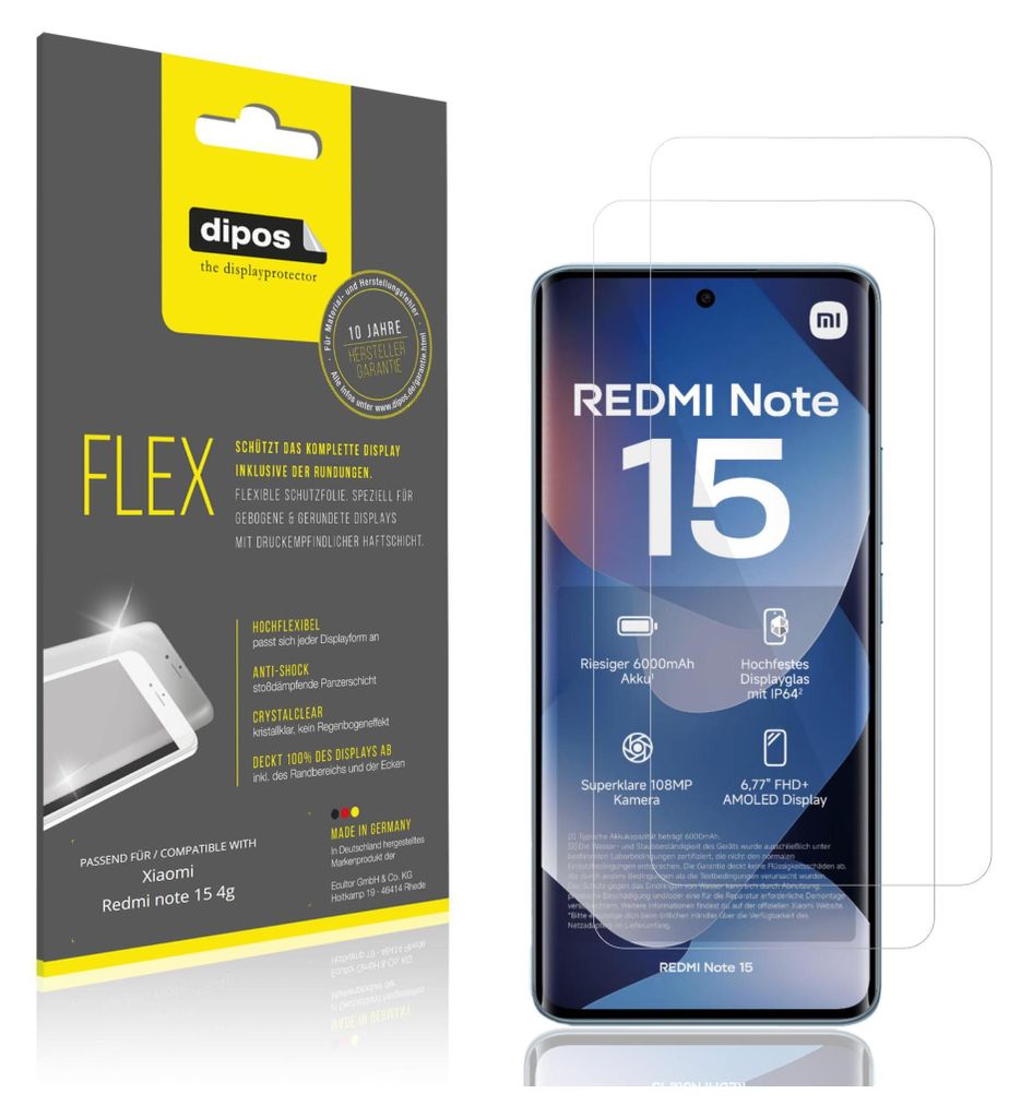 2x Pellicola protettiva per Xiaomi Redmi note 15 4g, Immagine del prodotto 