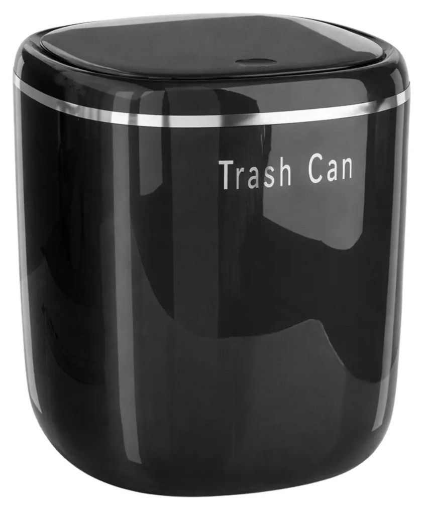 Kleiner Abfalleimer mit Knopf, Schreibtisch-Organizer, schwarz