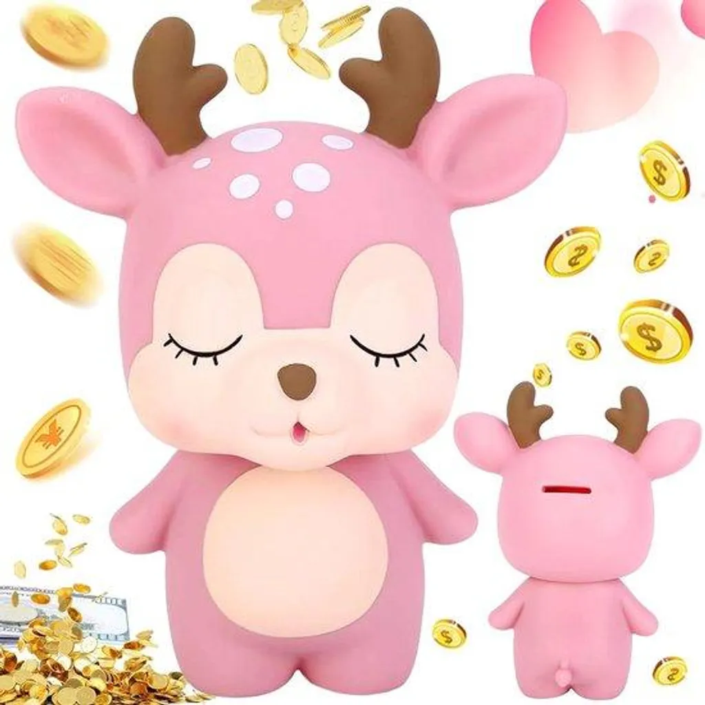 Tirelire enfant pour économiser et décorer le salon en acier rose inox