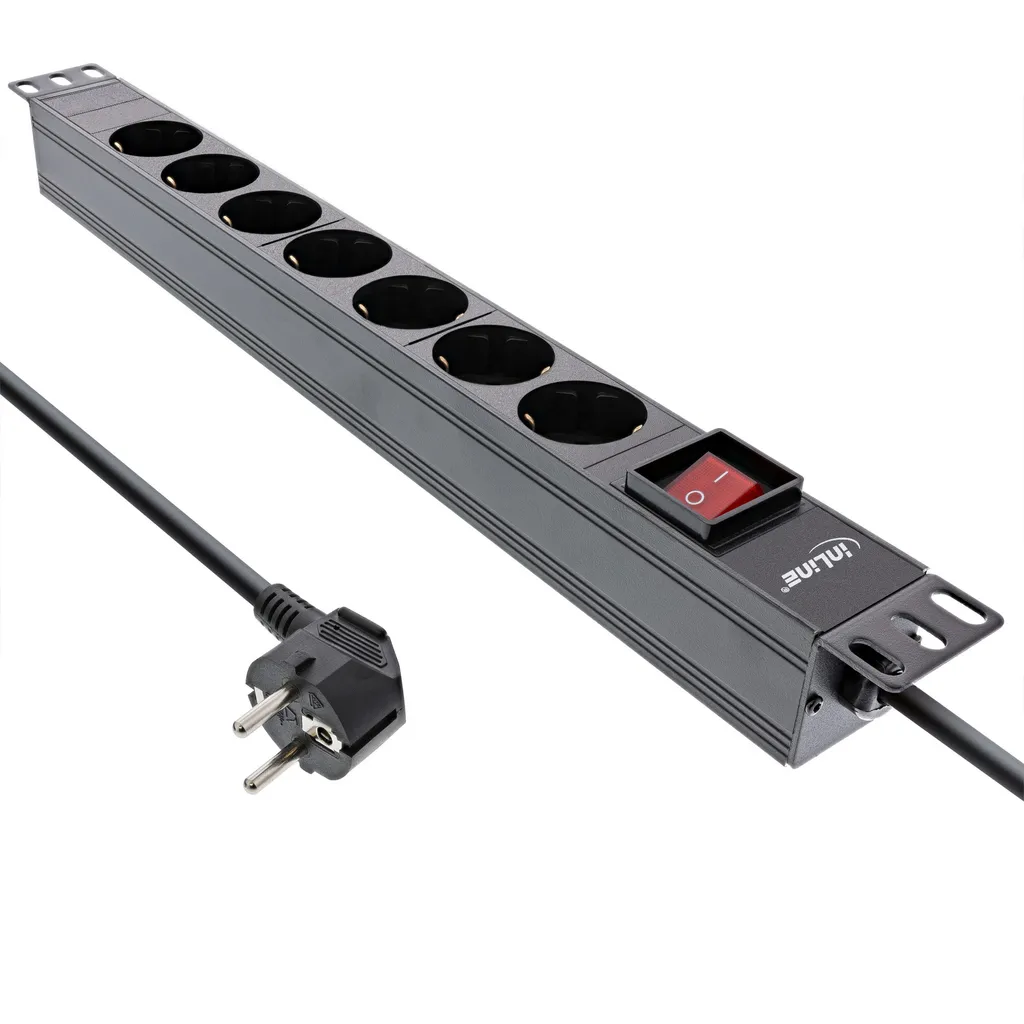 InLine - Presa multipla (montabile a rack) - 3680 Watt - Ingresso, potenza d'ingresso CEE 7/7 - Connessioni d'uscita: 7 (7