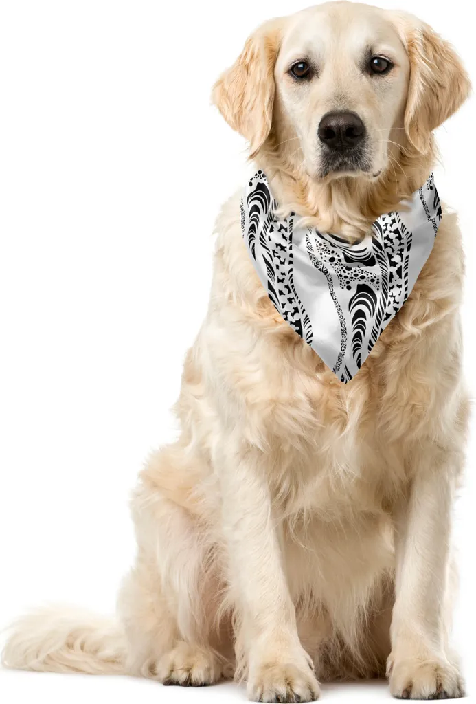 Bandana ABAKUHAUS 55x55 cm per Cani e Gatti | Motivo Animalier Bianco e Nero