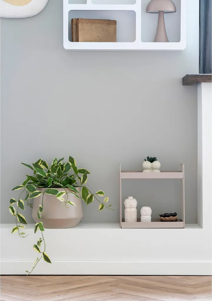 QUVIO Portaspezie - 2 strati - Acciaio - Sabbia - Beige - 30x15x31 cm - Elegante contenitore per soggiorno, bagno e cucina - Design minimalista - Robusto e durevole - 6