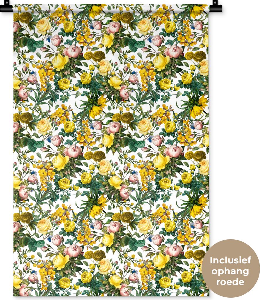 MuchoWow® Wandteppich Wandbehang Pfingstrose - Gelb - Produktbild 
