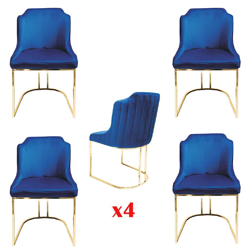 Essstuhl Zimmer Set Sitzgarnitur 4x Stühle Modern Polster Design Neu Holz