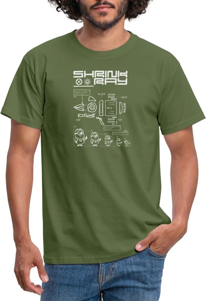 Spreadshirt Minions Bauplan Schrumpfstrahler Despicable Me Männer T-Shirt, 3XL, Militärgrün