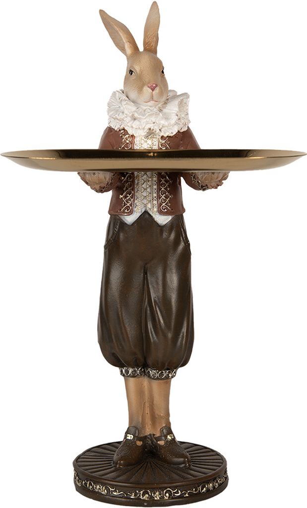 Clayre & Eef Dekorationsfigur Kaninchen 18x17x31 cm Beige Braun Kunststoff