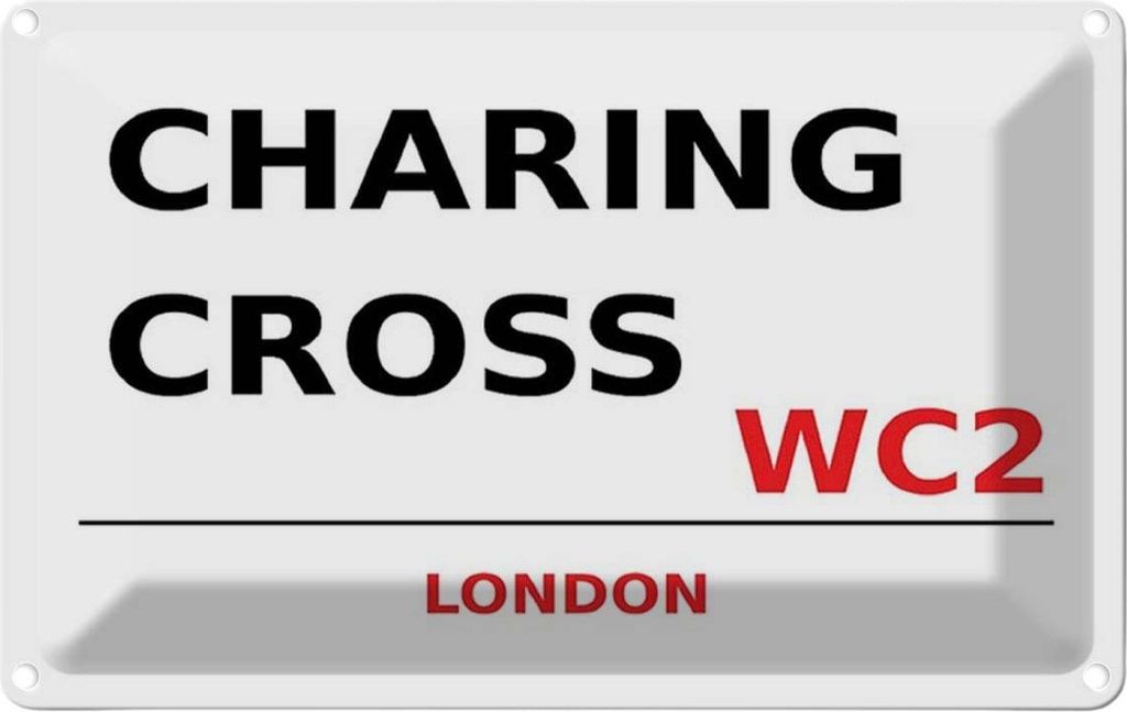 vianmo Blechschild 20x30 cm Charing Cross WC2 Abenteuer Reisen England Urlaub