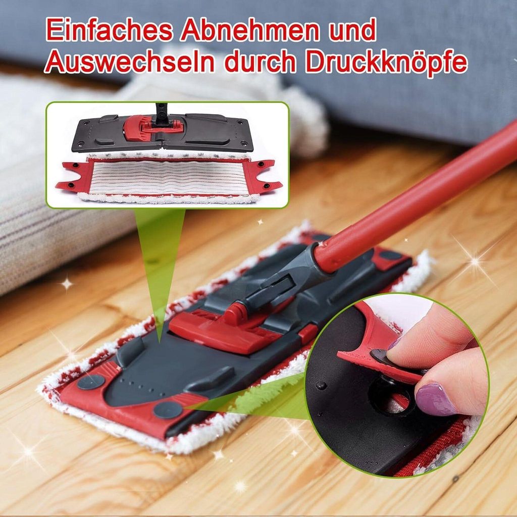 CUVZORA Mikrofaser-Wischtücher Ersatz, 4 Stück – Kompatibel Mit Vileda & O-Cedar H2Pro Flachmopp, Waschbar & Wiederverwendbar, 40,5x11cm