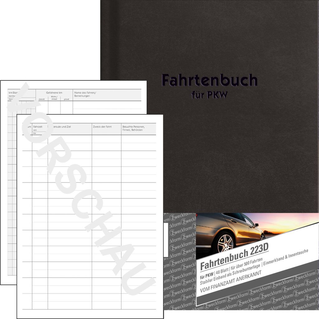 Avery Zweckform 223D, Fahrtenbuch, für PKW, A5, Hardcover, Produktbild 