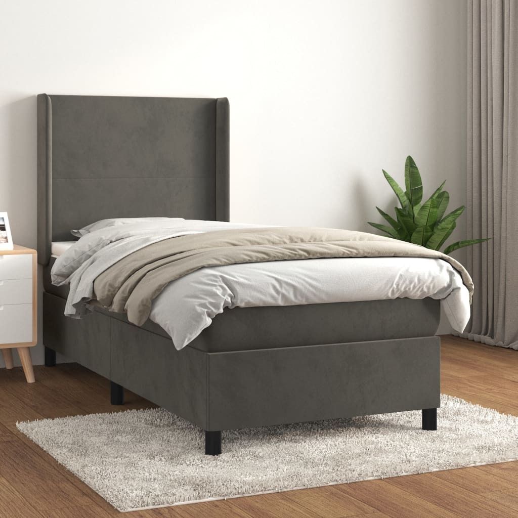 Boxspringbett mit Matratze Dunkelgrau 80x200 cm Samt , Klassische Betten Design 2024