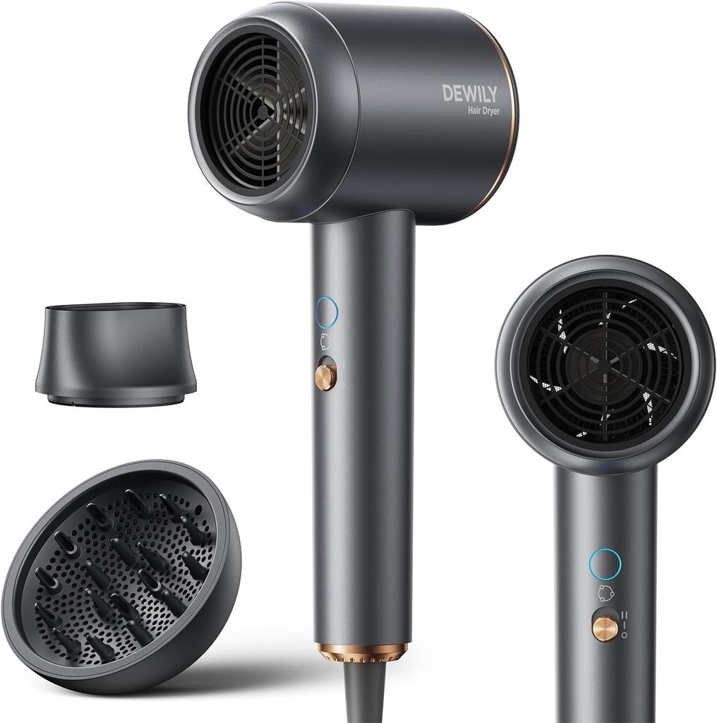 Ionen Föhn mit Diffusor 1800W Haartrockner Hair Dryer Schnelltrocknen 3 Temperaturstufen 2-Gang Kompakt Tragbar Reisefön Für Locken Glätten