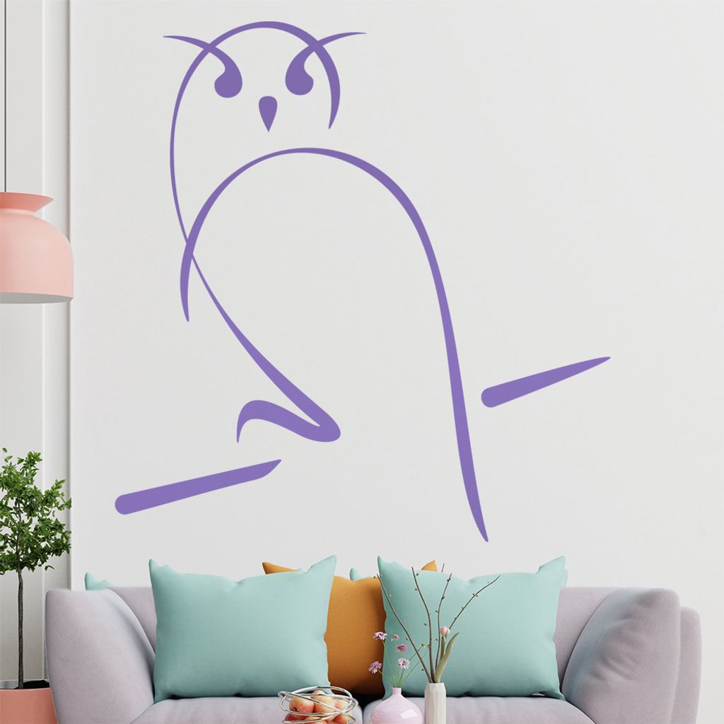 Eule Linien Wandtattoo in 6 Größen - Wandaufkleber Wall Sticker - Dekoration, Küche, Wohnzimmer, Schlafzimmer, Badezimmer