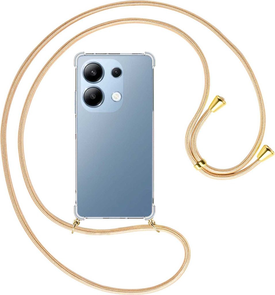 Handykette Backcover-Schutzhülle mit Band (Metall goldfarben) für Xiaomi Poco M6 Pro (6.67'') - Goldkordel