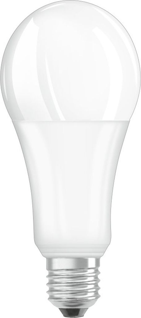 A white LED light bulb with a silver screw base, isolated on a white background.