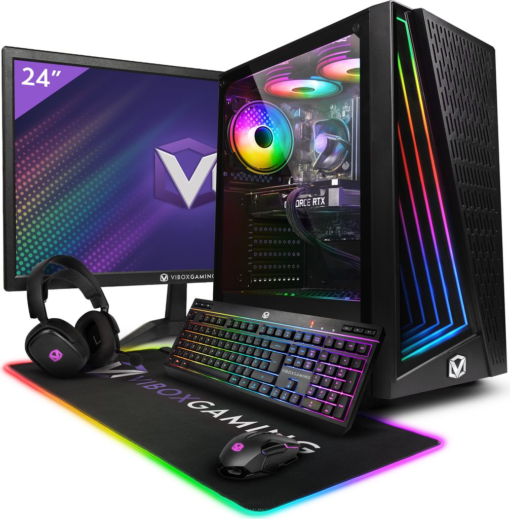 Vibox II-46 Gaming PC Set Komplett - Monitor 23 Zoll - Intel Core i5 10400F 4,3 GHz - Nvidia RTX 3060 12 GB - 16 GB RAM - 1 TB NVMe M.2 SSD - Windo...