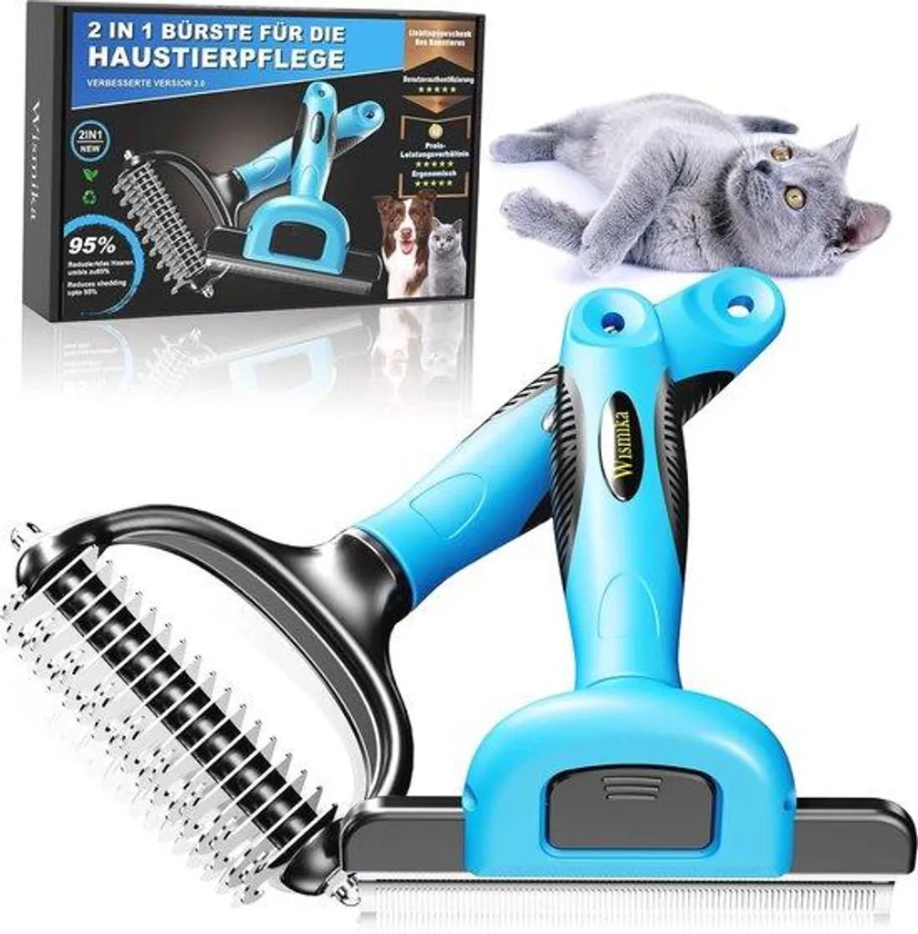 Brosse 2-en-1 pour sous-poil chiens et chats - Toilettage poils longs