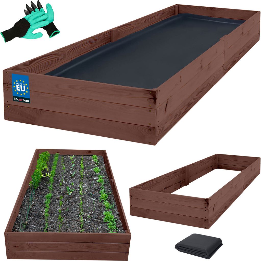KOTARBAU® Tiefbeet Blumenkasten aus Holz 200x120x27cm Produktbild 