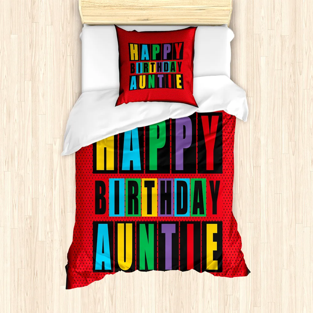 Set Copripiumino ABAKUHAUS Buon Compleanno Zia 135x200 cm Vermiglio