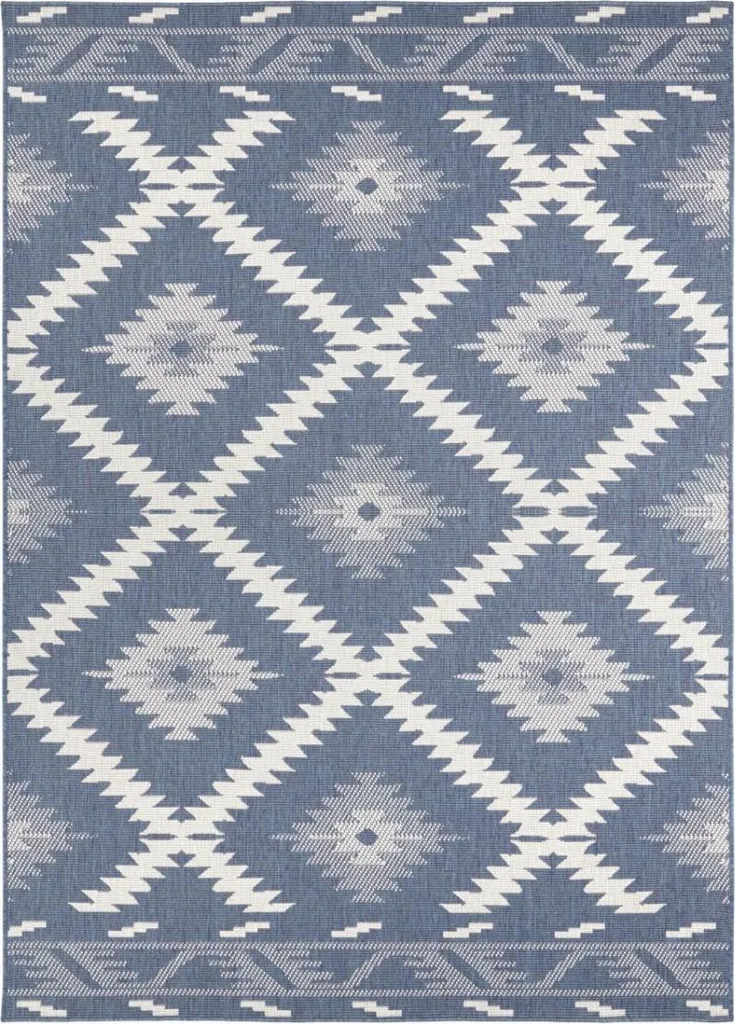 Tapis de Terrasse et Salon 120x170 cm Bleu Malibu Facile à Nettoyer