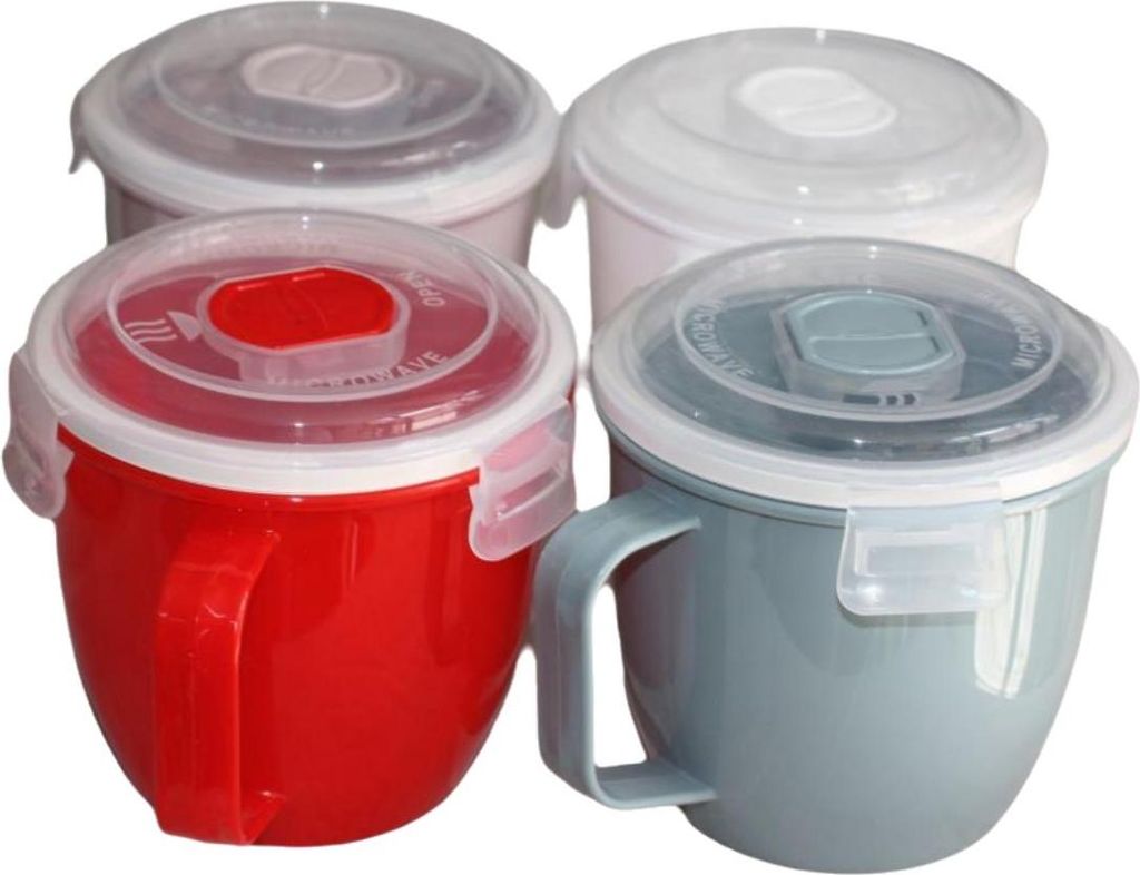 4er Mikrowelle Suppenschüssel mit Deckel & Griff 620ml | Produktbild 