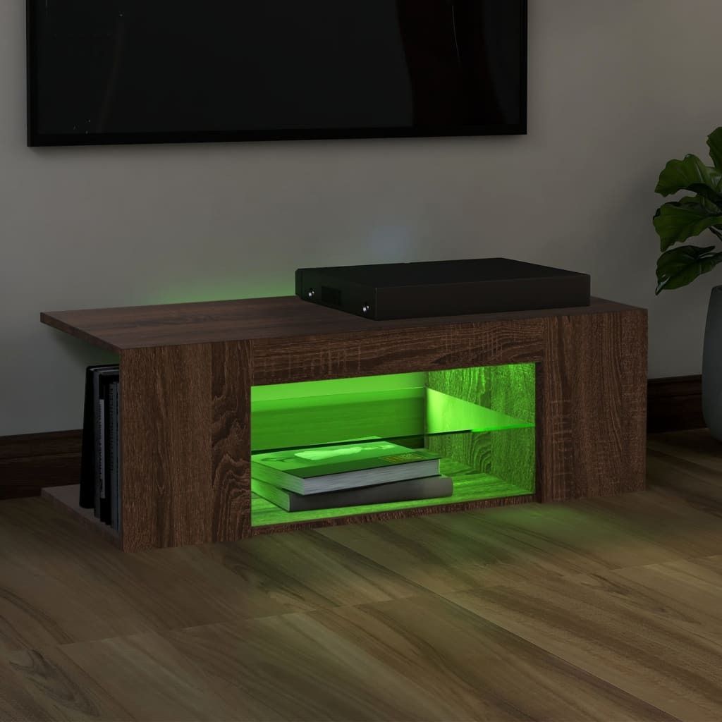 Maison Exclusive - TV-Schrank mit LED-Leuchten Braun Eichen-Optik 90x39x30 cm