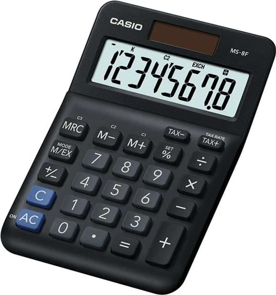 Calculatrice Casio MS-8F : Finies les Erreurs de Taxe avec l'Écran Lisible