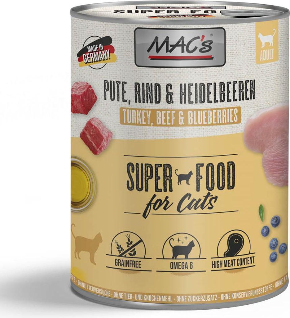 MAC's CAT PUTE & HEIDELBEEREN, Adult, Heidelbeere, 800 g, Getreidefrei