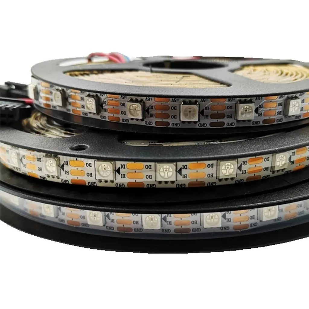 Striscia LED WS2812B 5m 60 LED/m IP65 PCB Nero Indirizzabile RGB