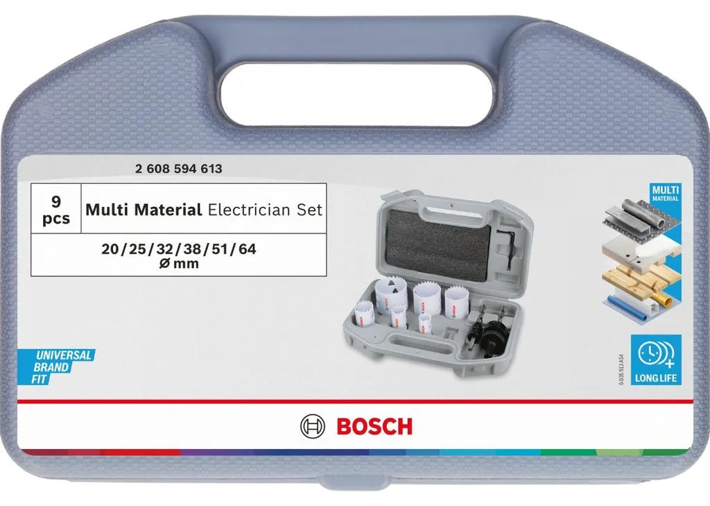Bosch Multi Material Jeu de 6 Scies Cloches Filetées 20 à 64 mm