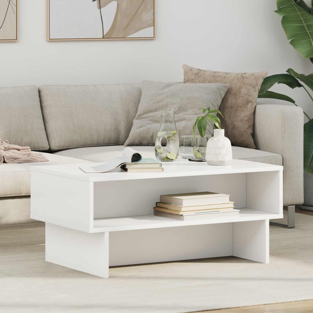 "Schlussverkauf" Couchtisch 1 PC - Modernen Stil - Kaffeetisch - Weiß 80x46x35 cm Holzwerkstoff C9525