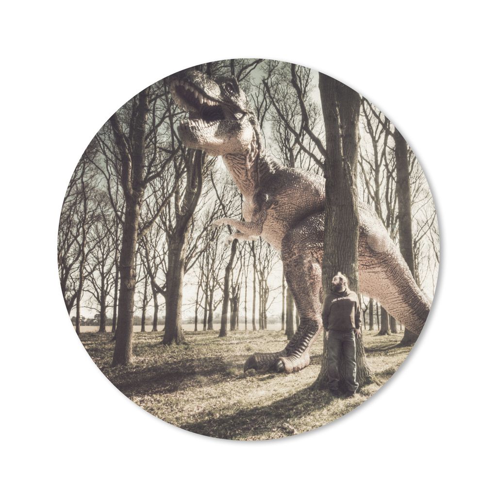 MuchoWow Mauspad Mousepad Dinosaurier - Wald - Baum 20x20 cm - Mousepads - Maus Mat - Pad - Mausunterlage - Schreibtischmatte