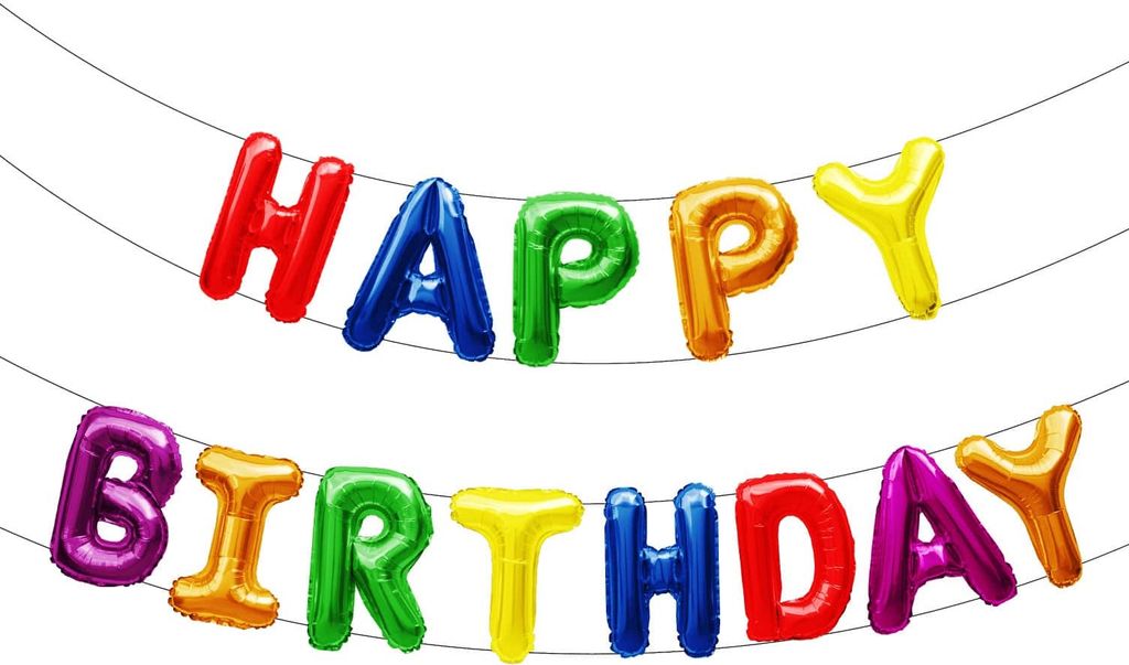 Oblique Unique Happy Birthday Folienballon Girlande in bunt Produktbild 