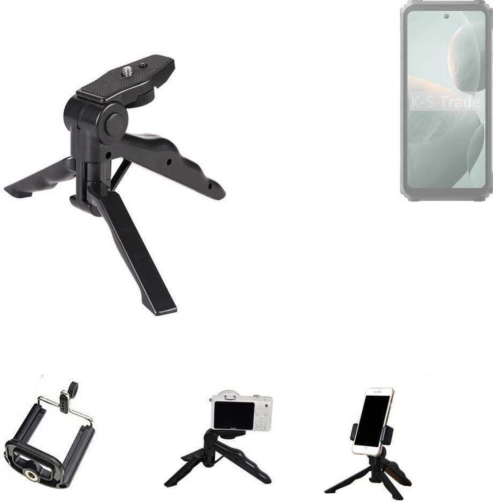 K-S-Trade Stativ Tisch-Ständer Dreibein Handy-Stativ Ständer kompatibel mit Blackview BL9000 Pro Mini-Stativ Smartphone Tripod Handy-Stativ aus
