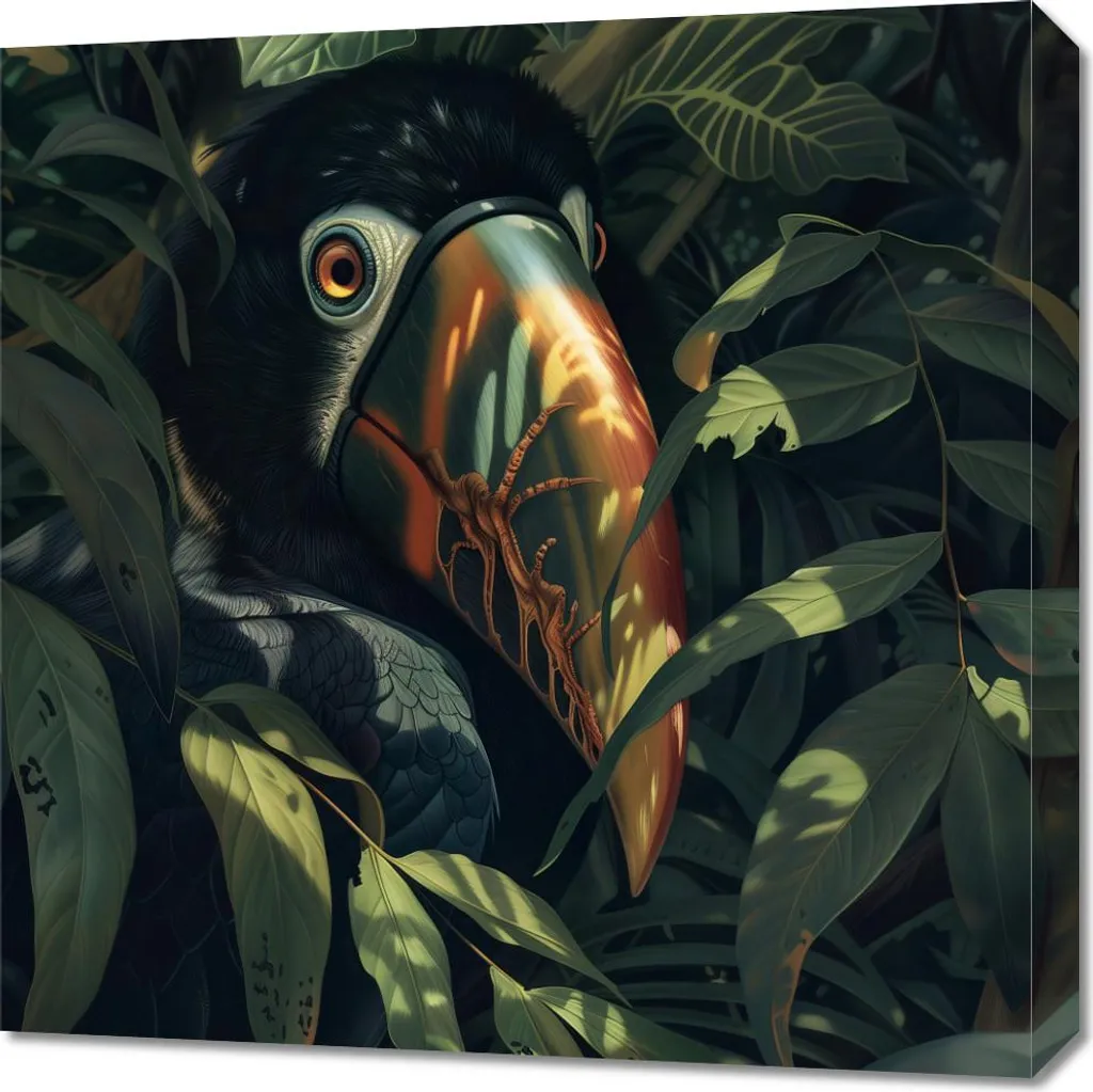 Decorazione Parete 60x60 Tucano Misterioso - Quadro Design Tropicale