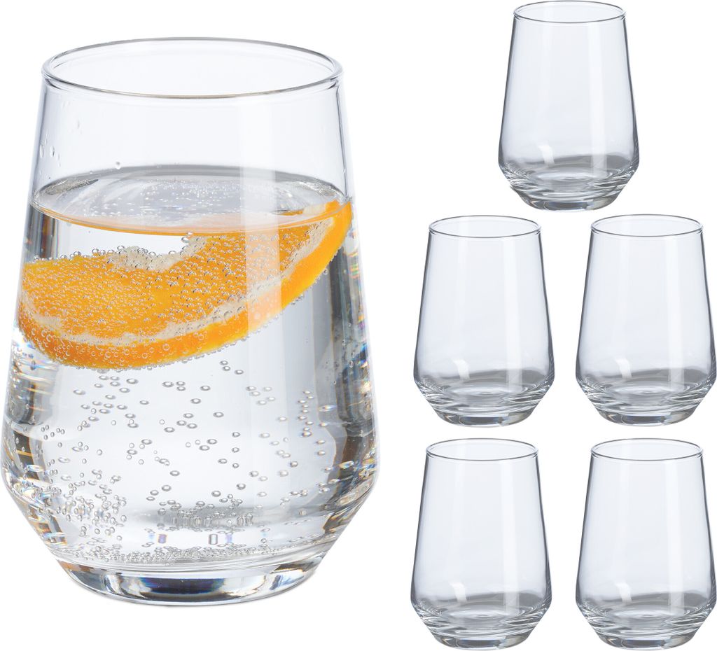 Set di 6 bicchieri Relaxdays, bicchieri da acqua, bicchieri Immagine del prodotto 