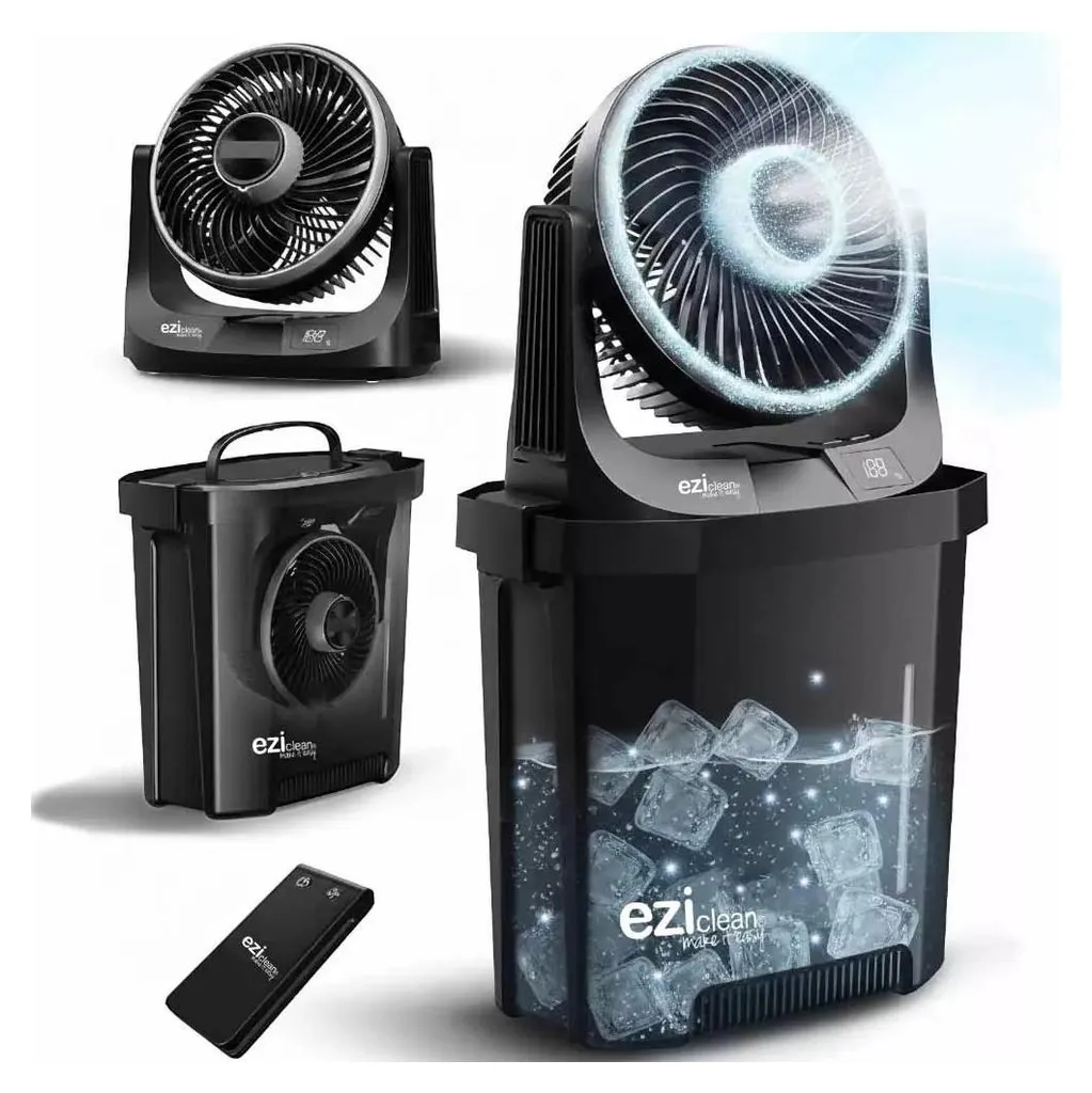 Eziclean Ventilateur Brumisateur Noir 10W Autonomie 110 min - Portable