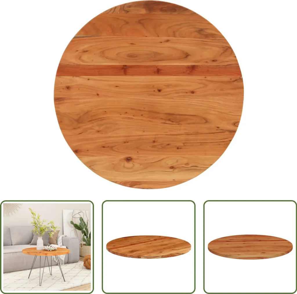 Piano Legno Acacia Ø80 per Tavolo Fai da Te | Massiccio e Robusto