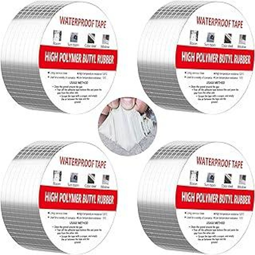 YAYODS 4 Stück Butylband Dichtungsbänder - 5cm x 5m Aluminium Klebeband - Dichtband Selbstklebend Wasserdicht - Silber Aluminiumfolie Tape für D...