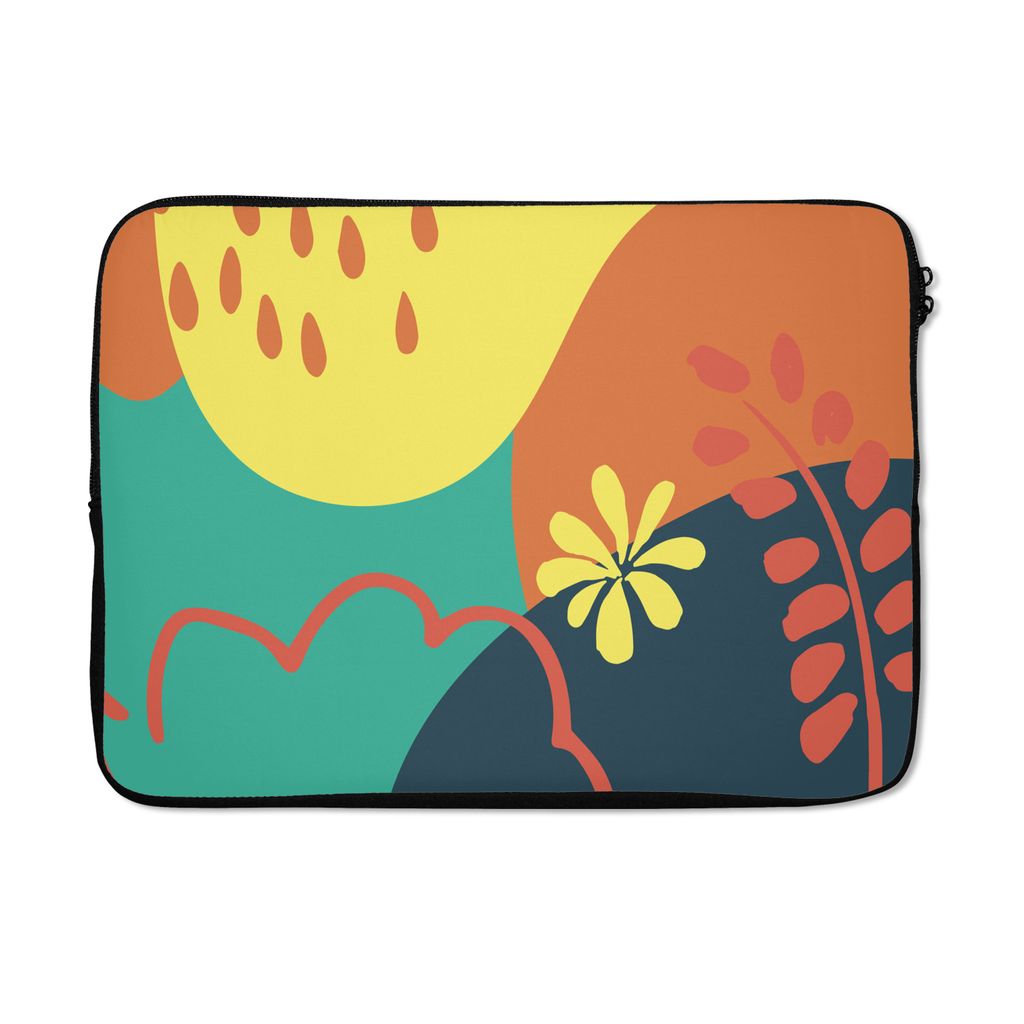 MuchoWow Laptop Hülle 14 ZollSommer - Flecken - Blätter Laptoptasche - Laptoptasche - Stoßsicher - Schutzhaube