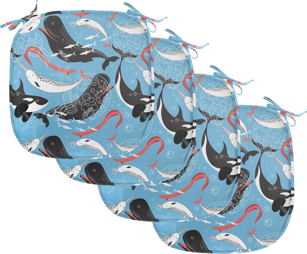 Cuscini Sedie Lavabili ABAKUHAUS 40x40 Narwhal Blu e Corallo - Set 4